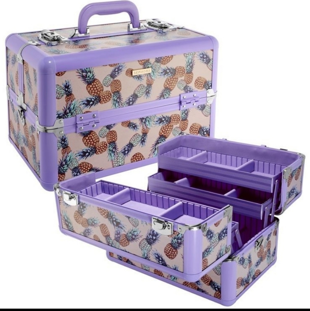 NEW Rare Pineapple Print Sephora Makeup Train Case